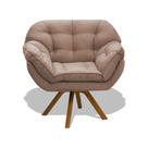 Poltrona Miami Cadeira Robusta Base Giratória Fibra Silicone Sala De Estar Clínica Recepção Quarto Veludo Bege Escuro