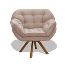 Poltrona Miami Cadeira Robusta Base Giratória Fibra Silicone Sala De Estar Clínica Recepção Quarto Veludo Cinza Claro