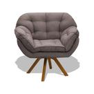 Poltrona Miami Cadeira Robusta Base Giratória Fibra Silicone Sala De Estar Clínica Recepção Quarto Veludo Cinza Escuro