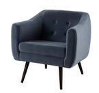 Poltrona Mimo Retro Veludo Azul Marinho Base Preta 80cm - 62038