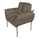 Poltrona Moderna Base Cobre Suede Cappucino - Belliv Decor