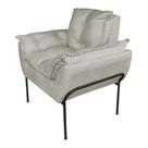 Poltrona Moderna Base Preta Suede Bege - Vallisa Decor