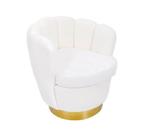 Poltrona Moderna Clean Tecido Teddy Branco Base Metal Luxo