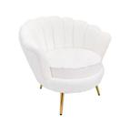 Poltrona Moderna Clean Tecido Teddy Branco Pés Luxo