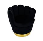 Poltrona Moderna Clean Tecido Teddy Preto Luxo