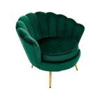 Poltrona Moderna Clean Tecido Velvet Verde Pés Dourado Luxo