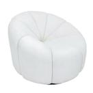 Poltrona Moderna Estofado Aveludado Creme Estilo Puff Luxuos