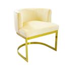Poltrona Moderna Metal Dourado Estofado Creme Luxo Poltrona Moderna Metal Dourado Estofado Creme Luxo