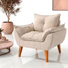 Poltrona Moderna Para Sala de Estar Luxo Confortável Linho Cadeira Estofada Assento Quarto Recepção