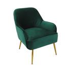 Poltrona Moderno Estofado Verde Pés Metal Dourado Luxo Poltrona Moderno Estofado Verde Pés Metal Dourado Luxo