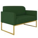 Poltrona Namoradeira 2 Lugares Base Industrial Dourada Maressa S23 Suede Verde - Ibiza