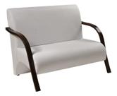 Poltrona namoradeira - 2 lugares - branco - material sintético - braço em madeira