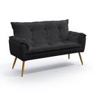 Poltrona Namoradeira Almofadada Decorativa Opala N-022 Veludo Chumbo Aradecor