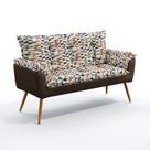 Poltrona Namoradeira Beta / F-014 N-027 Sued Estampado Bege com Veludo Marrom Chocolate Poltrona Namoradeira Beta / F-014 N-027 Sued Estampado Bege com Veludo Marrom Chocolate