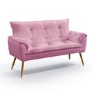 Poltrona Namoradeira Decorativa Estofada Beta para Sala de Estar Beta Sued Rosê Aradecor