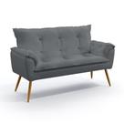 Poltrona Namoradeira Decorativa Estofada Para Sala De Estar Opala Sued Cinza Aradecor