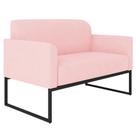 Poltrona Namoradeira Decorativa Isabella Base Industrial Suede Rosa Bebê/Preto G19 - Gran Belo