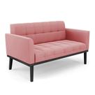 Poltrona Namoradeira Decorativa Karen Pés Fixo em Madeira Preto Suede Rose G19 - Gran Belo Poltrona Namoradeira Decorativa Karen Pés Fixo em Madeira Preto Suede Rose G19 - Gran Belo