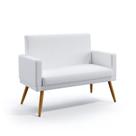 Poltrona Namoradeira Decorativa Nina Com Rodapé Couro Branco Aradecor
