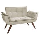 Poltrona Namoradeira Opalla Suede Base Palito Bege