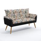 Poltrona Namoradeira para Sala de Estar Beta F-014 N-024 Sued Estampado Bege com Veludo Preto Aradecor Poltrona Namoradeira para Sala de Estar Beta F-014 N-024 Sued Estampado Bege com Veludo Preto Aradecor