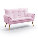 Poltrona Namoradeira para Sala de Estar Beta Z-021 Sued Rosa Bebê Aradecor