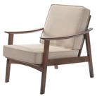 Poltrona Natur Linho Bege Base Madeira - 37805
