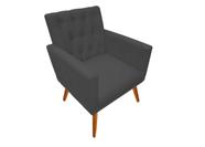 Poltrona Nina Captone decorativa suede cinza para escritorio, sala salão Biselos-Decor