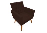 Poltrona Nina Captone decorativa suede marrom para escritorio, sala salão Biselos-Decor