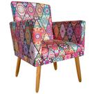 Poltrona Nina Com Rodapé Decoração Sala Quarto Recepção Suede Mandala Vermelho
