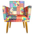 Poltrona Nina Decorativa Sala Luxo Suede Patchwork