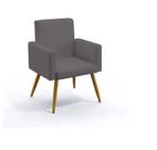 Poltrona Nina decorativa suede cinza para escritorio, sala salão Biselos-Decor