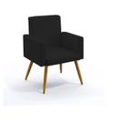 Poltrona Nina decorativa suede preto para escritorio, sala salão Biselos-Decor