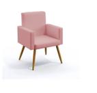 Poltrona Nina decorativa suede rose para escritorio, sala salão Biselos-Decor