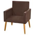 Poltrona Nina para Atendimento Pés Madeira Suede Marrom Claro