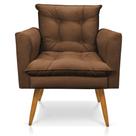 Poltrona Olivia Suede Marrom Pés Palito Castanho - Pallazio