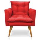 Poltrona Olivia Suede Vermelho Pés Palito Castanho - Pallazio