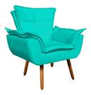 Poltrona Opala Decorativa King Lar - Suede Azul Turquesa