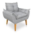 Poltrona Opala Decorativa Luxo Linho Cinza SKY MOBILE