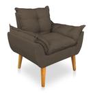 Poltrona Opala Decorativa Luxo Linho Marrom SKY MOBILE