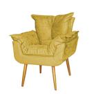 Poltrona Opala Decorativa Pé Madeira Suede Amarelo