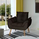 Poltrona Opala Decorativa Suede Marrom Dal Poz Estofados