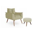 Poltrona Opala Sala De Estar Com Com Puff Redondo Suede Capuccino - Marcussi Decor