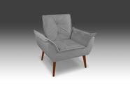 Poltrona Opala Suede Cinza Claro - CASA DA POLTRONA Poltrona Opala Suede Cinza Claro - CASA DA POLTRONA