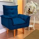 Poltrona Opalla Cadeira Decorativa Suede Azul Marinho para Escritório Sala de Estar Recepção