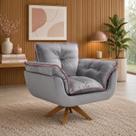 Poltrona Opalla com Debrum e Base Giratória Cinza/Rose