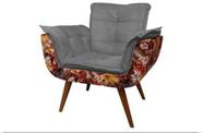 Poltrona Opalla Floral 01 Lugar Cinza