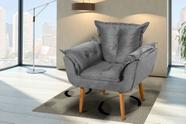 Poltrona Opalla Suede Cinza 01 lugar, Base Palito