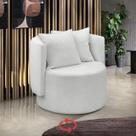 Poltrona Orgânica Base Giratória Maya Boucle Cru Redonda Decorativa