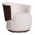 Poltrona Organica Beatriz Design Tecido Bouclé Bege Com Composê em Calacata Marrom